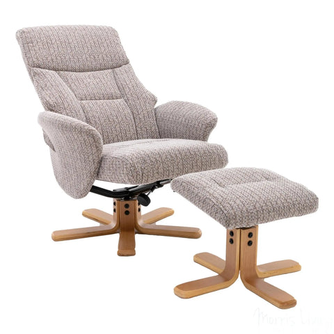 The Giza - Fabric Swivel Recliner Chair & Matching Footstool in Wheat Morris Living - image 7