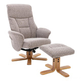 The Giza - Fabric Swivel Recliner Chair & Matching Footstool in Wheat Morris Living