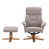 The Giza - Fabric Swivel Recliner Chair & Matching Footstool in Wheat Morris Living