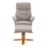 The Giza - Fabric Swivel Recliner Chair & Matching Footstool in Wheat Morris Living