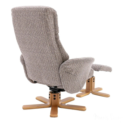 The Giza - Fabric Swivel Recliner Chair & Matching Footstool in Wheat Morris Living