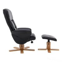 The Giza - Faux Leather Swivel Recliner Chair & Footstool in Black - Refurbished Morris Living