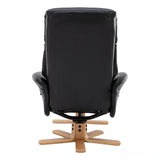 The Giza - Faux Leather Swivel Recliner Chair & Footstool in Black - Refurbished Morris Living