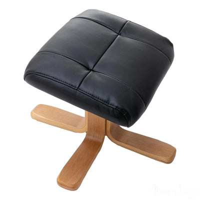 The Giza - Faux Leather Swivel Recliner Chair & Footstool in Black - Refurbished Morris Living