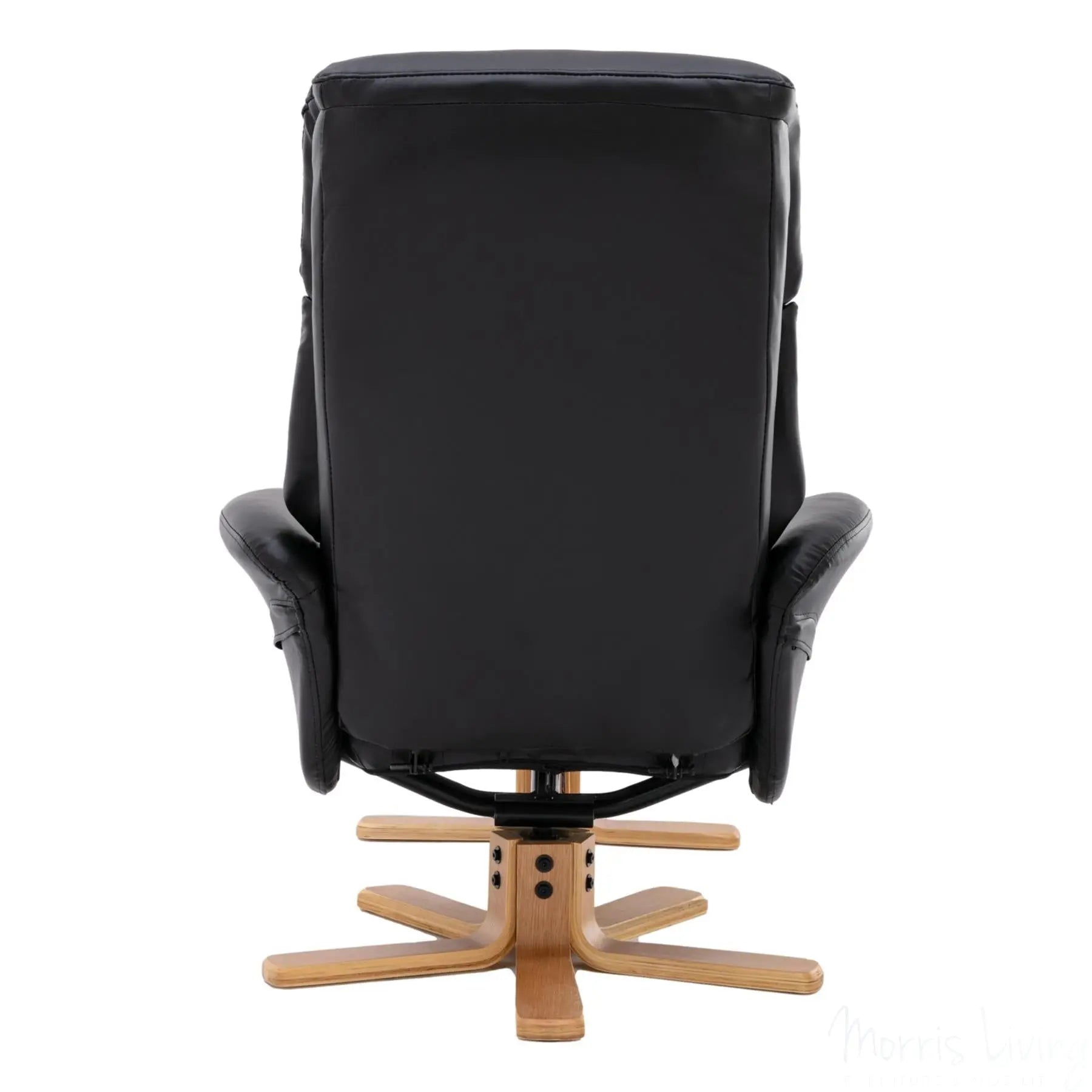 The Giza - Faux Leather Swivel Recliner Chair & Matching Footstool in Black Morris Living