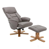 The Giza - Faux Leather Swivel Recliner Chair & Matching Footstool in Grey Morris Living