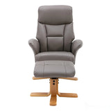 The Giza - Faux Leather Swivel Recliner Chair & Matching Footstool in Grey Morris Living