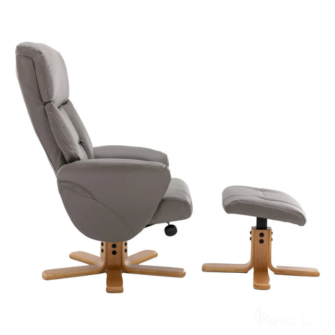 The Giza - Faux Leather Swivel Recliner Chair & Matching Footstool in Grey Morris Living - image 3