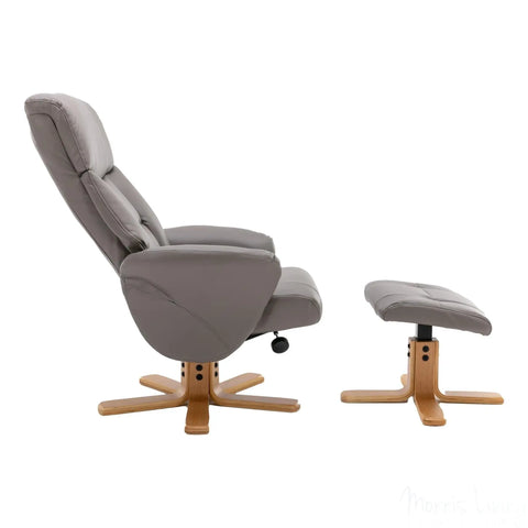 The Giza - Faux Leather Swivel Recliner Chair & Matching Footstool in Grey Morris Living - image 4