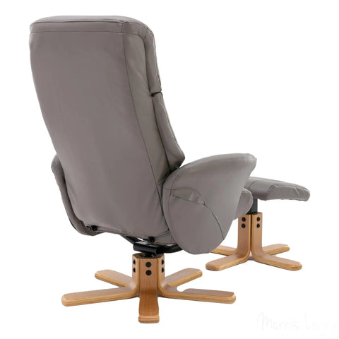 The Giza - Faux Leather Swivel Recliner Chair & Matching Footstool in Grey Morris Living - image 6