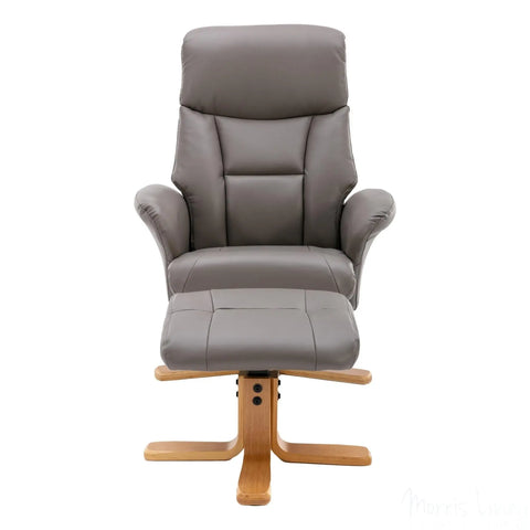 The Giza - Faux Leather Swivel Recliner Chair & Matching Footstool in Grey Morris Living - image 8