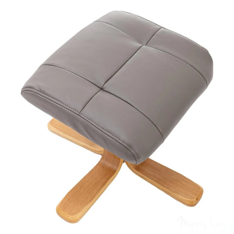 The Giza - Faux Leather Swivel Recliner Chair & Matching Footstool in Grey Morris Living - image 9