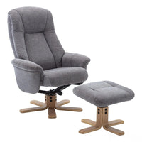 The Hawaii Swivel Recliner Chair & Footstool in Lille Charcoal Fabric GFA