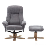 The Hawaii Swivel Recliner Chair & Footstool in Lille Charcoal Fabric GFA