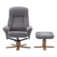 The Hawaii Swivel Recliner Chair & Footstool in Lille Charcoal Fabric GFA