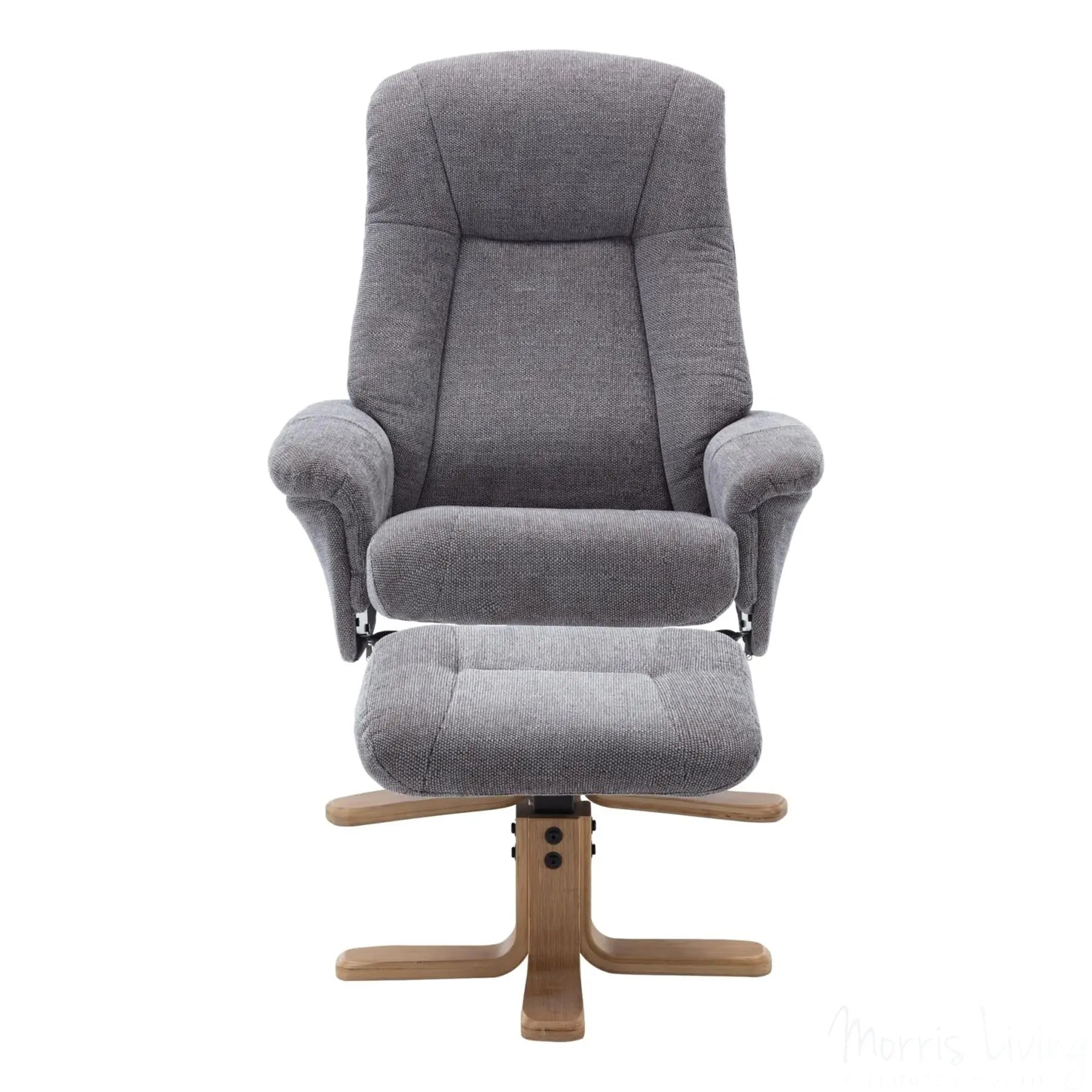The Hawaii Swivel Recliner Chair & Footstool in Lille Charcoal Fabric GFA