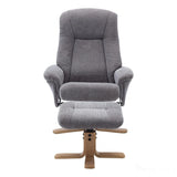 The Hawaii Swivel Recliner Chair & Footstool in Lille Charcoal Fabric GFA