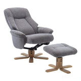 The Hawaii Swivel Recliner Chair & Footstool in Lille Charcoal Fabric GFA