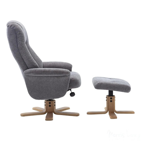 The Hawaii Swivel Recliner Chair & Footstool in Lille Charcoal Fabric GFA - image 6