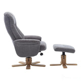The Hawaii Swivel Recliner Chair & Footstool in Lille Charcoal Fabric GFA