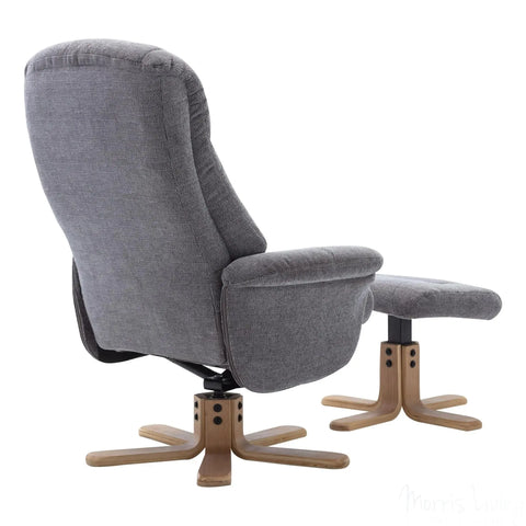 The Hawaii Swivel Recliner Chair & Footstool in Lille Charcoal Fabric GFA - image 7