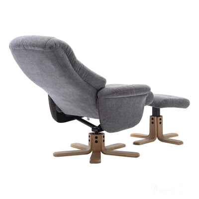 The Hawaii Swivel Recliner Chair & Footstool in Lille Charcoal Fabric GFA