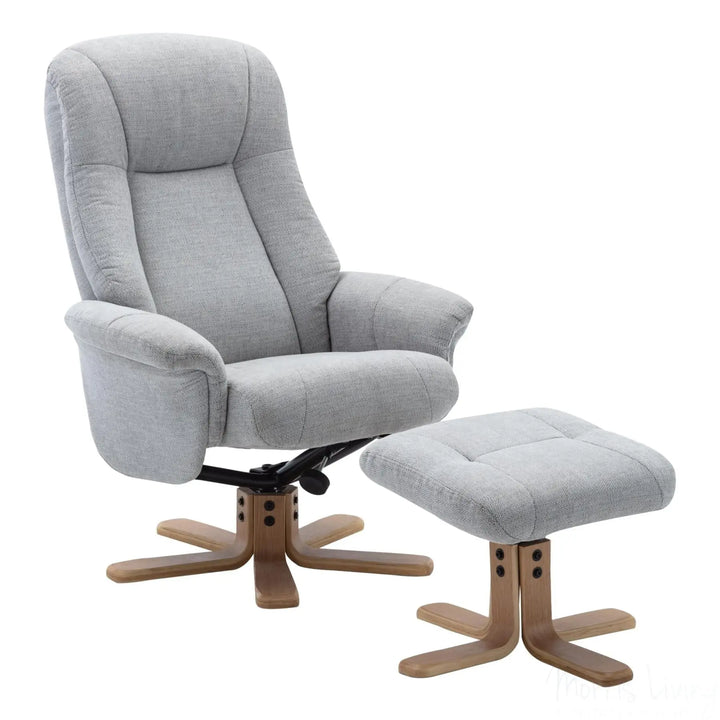 The Hawaii Swivel Recliner Chair & Footstool in Lille Cloud Fabric GFA - image 1