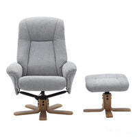 The Hawaii Swivel Recliner Chair & Footstool in Lille Cloud Fabric - Refurbished GFA