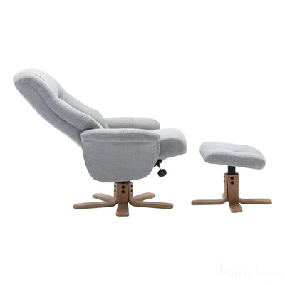 The Hawaii Swivel Recliner Chair & Footstool in Lille Cloud Fabric - Refurbished GFA