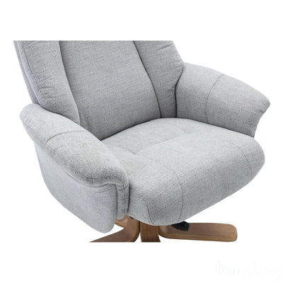 The Hawaii Swivel Recliner Chair & Footstool in Lille Cloud Fabric - Refurbished GFA