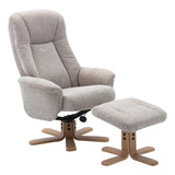 The Hawaii Swivel Recliner Chair & Footstool in Lille Sand Fabric GFA