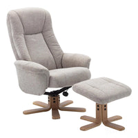 The Hawaii Swivel Recliner Chair & Footstool in Lille Sand Fabric GFA