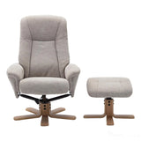 The Hawaii Swivel Recliner Chair & Footstool in Lille Sand Fabric GFA - thumbnail 2