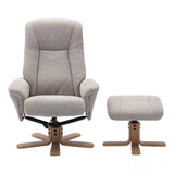 The Hawaii Swivel Recliner Chair & Footstool in Lille Sand Fabric GFA