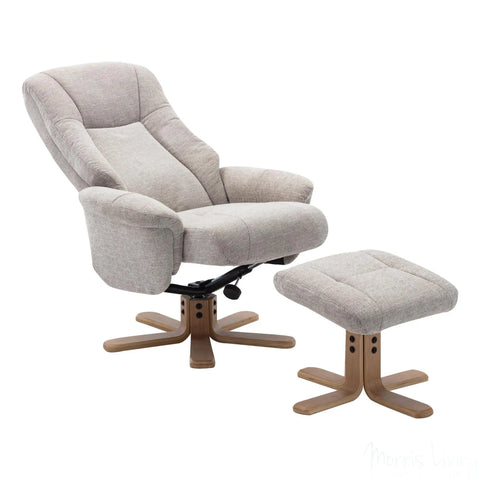 The Hawaii Swivel Recliner Chair & Footstool in Lille Sand Fabric GFA - image 4