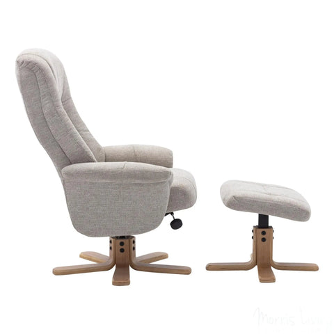 The Hawaii Swivel Recliner Chair & Footstool in Lille Sand Fabric GFA - image 6
