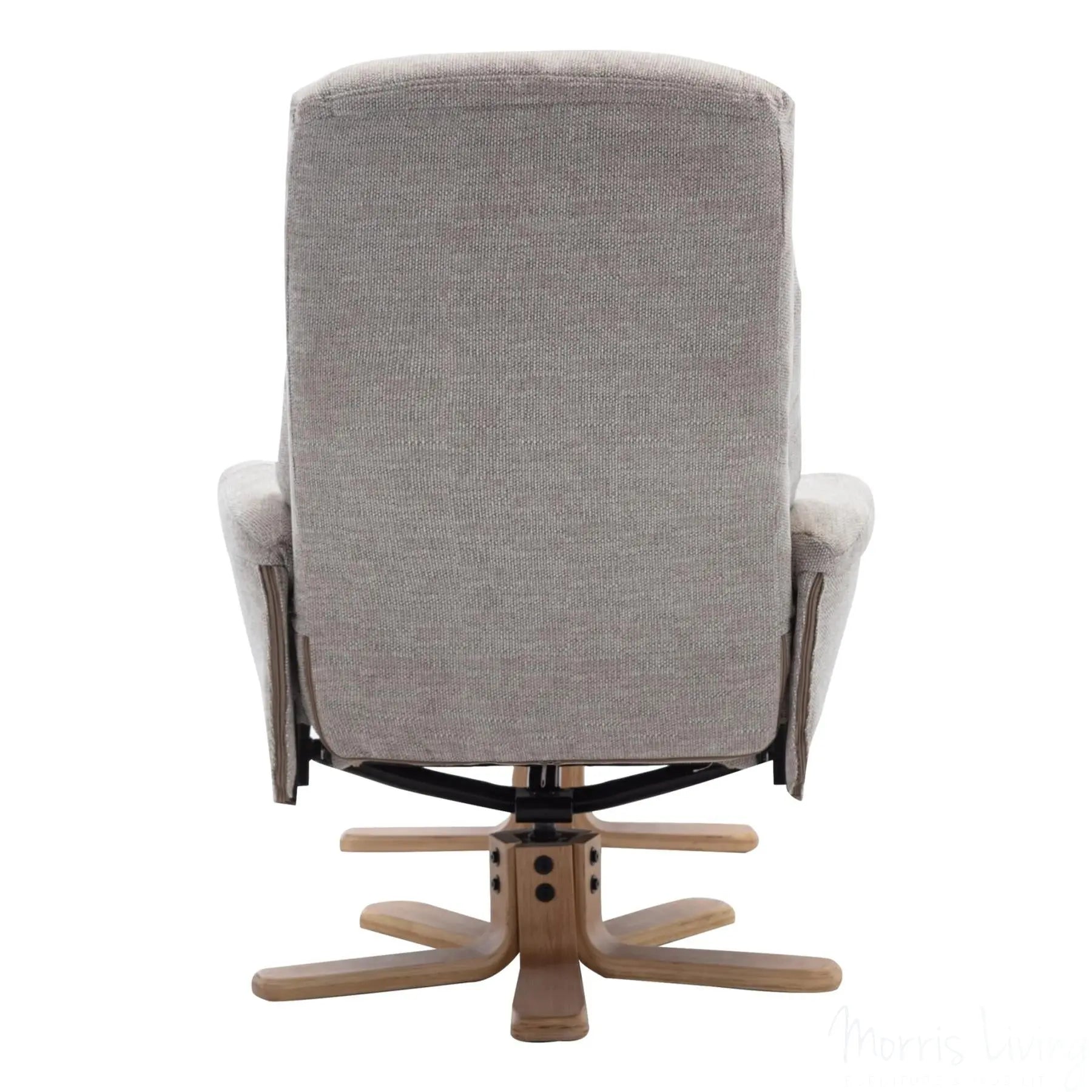 The Hawaii Swivel Recliner Chair & Footstool in Lille Sand Fabric GFA