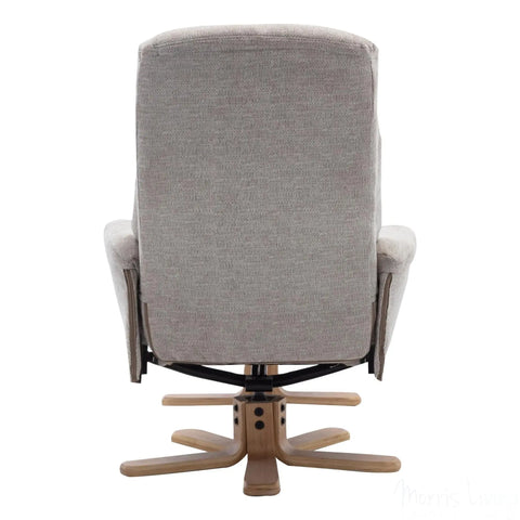 The Hawaii Swivel Recliner Chair & Footstool in Lille Sand Fabric GFA - image 9