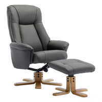 The Hawaii - Swivel Recliner Chair & Matching Footstool in Cinder Genuine Leather Morris Living
