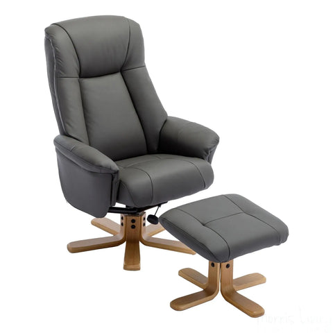 The Hawaii - Swivel Recliner Chair & Matching Footstool in Cinder Genuine Leather Morris Living - image 3