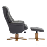 The Hawaii - Swivel Recliner Chair & Matching Footstool in Cinder Genuine Leather Morris Living - thumbnail 6