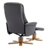 The Hawaii - Swivel Recliner Chair & Matching Footstool in Cinder Genuine Leather Morris Living - thumbnail 7