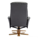 The Hawaii - Swivel Recliner Chair & Matching Footstool in Cinder Genuine Leather Morris Living - thumbnail 8