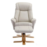 The Hawaii - Swivel Recliner Chair & Matching Footstool in Mushroom Genuine Leather Morris Living