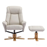 The Hawaii - Swivel Recliner Chair & Matching Footstool in Mushroom Genuine Leather Morris Living - thumbnail 3