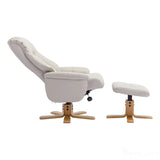 The Hawaii - Swivel Recliner Chair & Matching Footstool in Mushroom Genuine Leather Morris Living - thumbnail 4