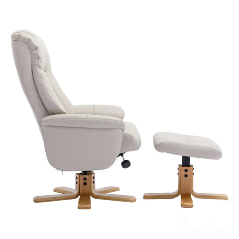 The Hawaii - Swivel Recliner Chair & Matching Footstool in Mushroom Genuine Leather Morris Living - image 5