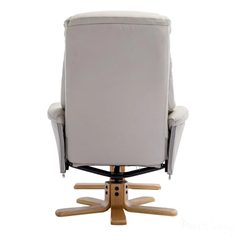 The Hawaii - Swivel Recliner Chair & Matching Footstool in Mushroom Genuine Leather Morris Living - image 6