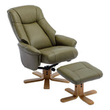 The Hawaii - Swivel Recliner Chair & Matching Footstool in Olive Green Genuine Leather Morris Living - thumbnail 6