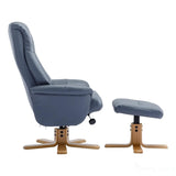 The Hawaii - Swivel Recliner Chair & Matching Footstool in Petrol Blue Genuine Leather Morris Living - thumbnail 6